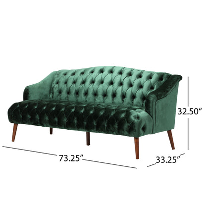 Comfy 3 Seat Sofa With Wooden Legs, For Living Room And Study - Emerald