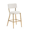 Modern Teddy Fabric Upholstered Bar Stools (Set of 4) - White / Gold