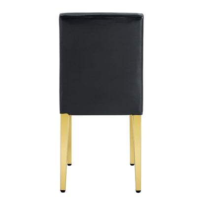 (Set of 4) Backrest Chairs With Gold Metal Legs A Perfect Pairing, Ideal For Minimalist And Modern Home Decor Styles - Black / Gold