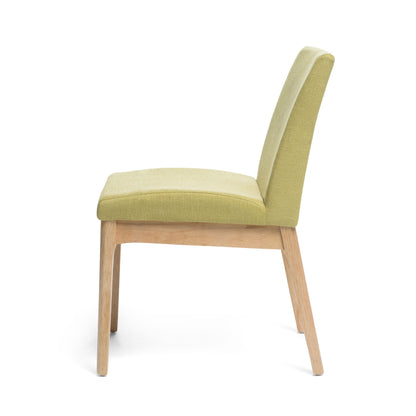 Contemporary Fabric Dining Chairs (Set of 2) - Green / Natural Oak