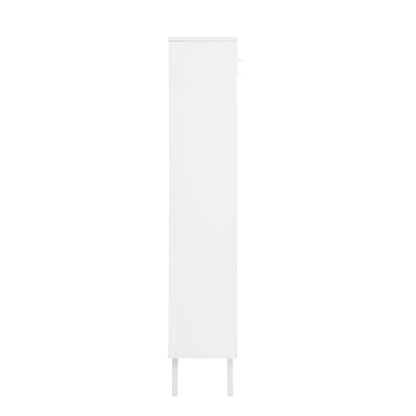 Modern Rattan 3 Door Shoe Rack Cabinet For Entryway Freestanding White Storage Unit In Particle Board - White