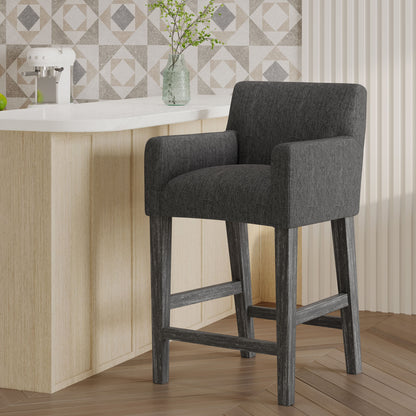 Serenitia - Upholstered Counter Chair With Straight Arm - Charcoal