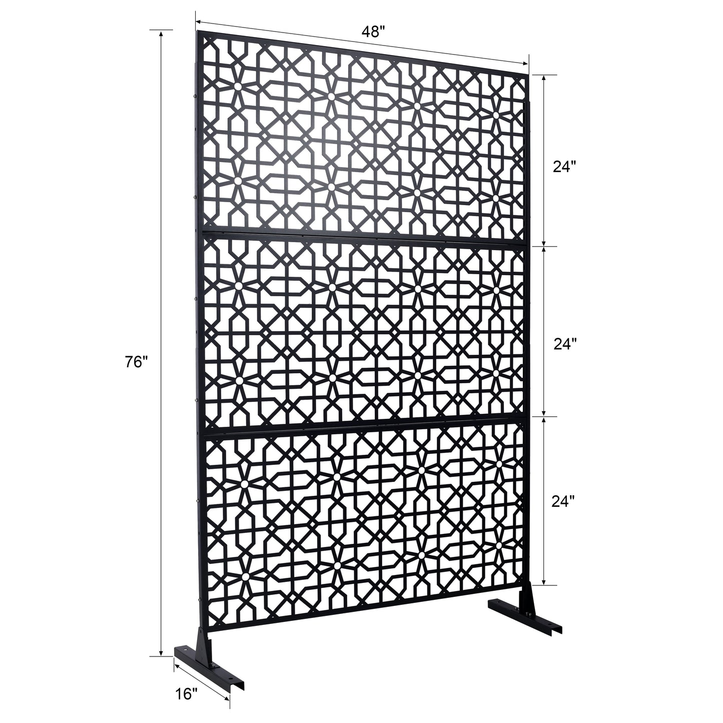 Outdoor & Indoor Privacy Screen Metal Privacy Screen Freestanding Decorative Privacy Screen Steel - Black