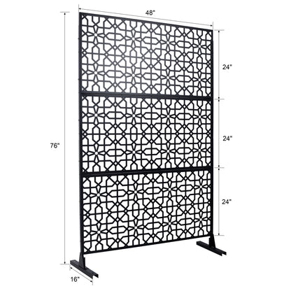 Outdoor & Indoor Privacy Screen Metal Privacy Screen Freestanding Decorative Privacy Screen Steel - Black
