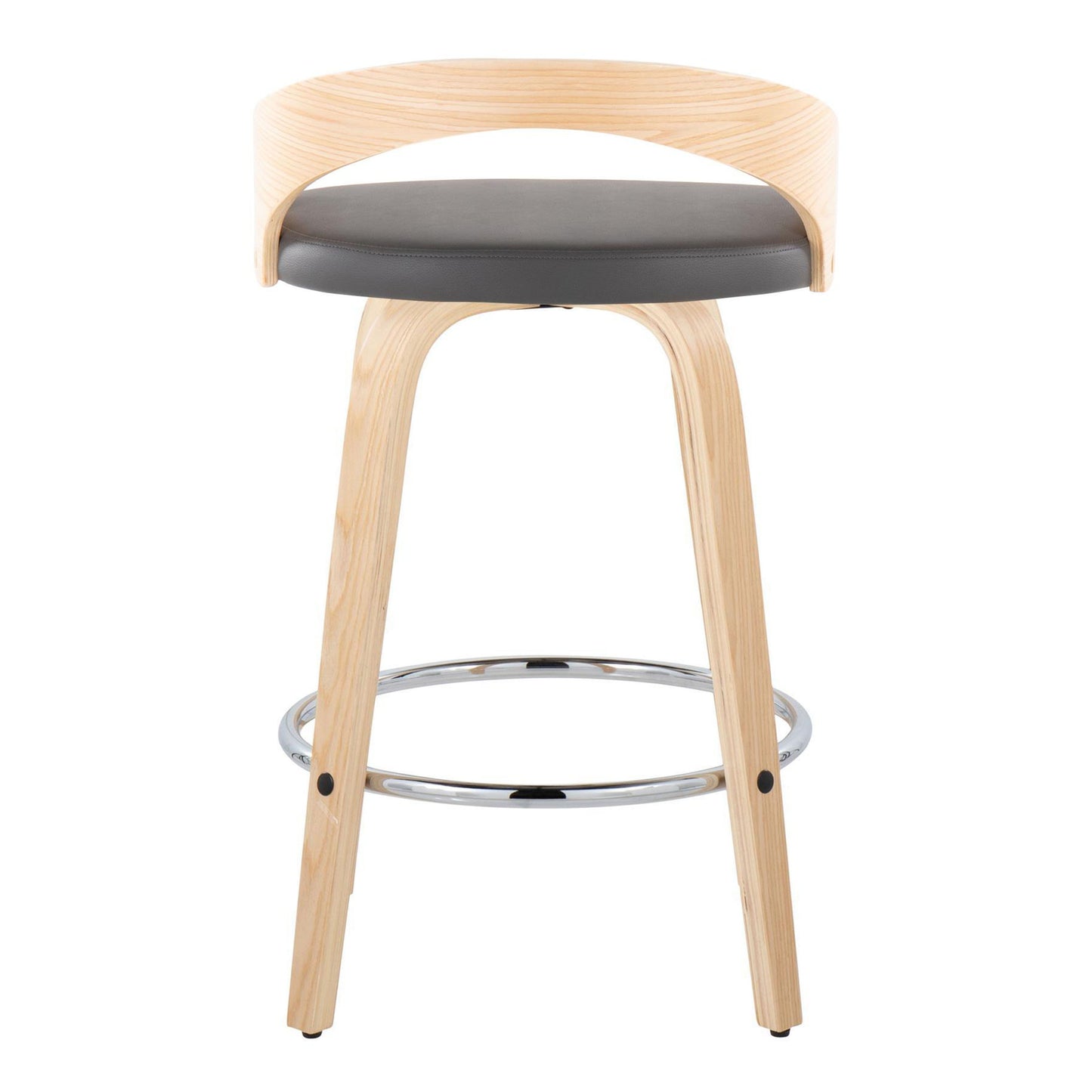 Grotto - Contemporary Fixed Height Counter Stool With Swivel With Round Footrest (Set of 2) - Natural / Gray