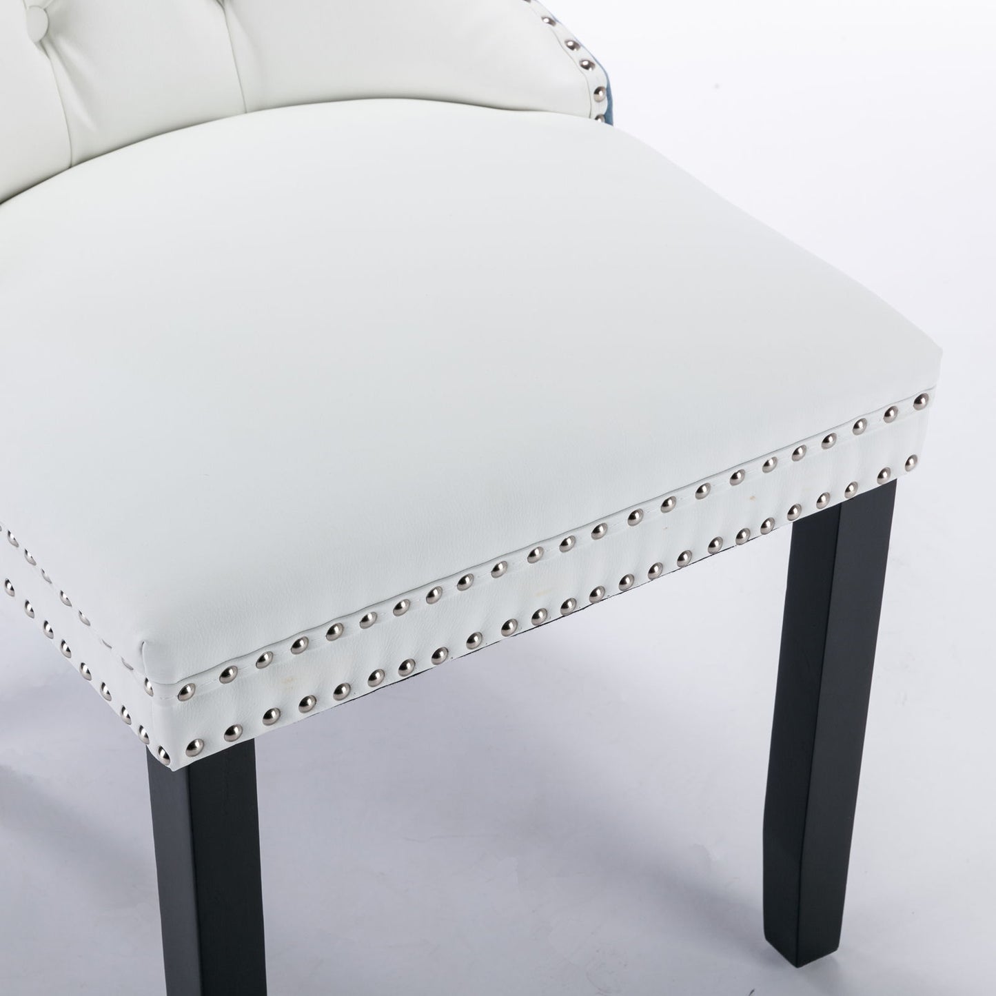 Nikki - Modern, High-End Tufted Solid Wood Contemporary And Velvet Upholstered Dining Chair With Wood Legs Nailhead Trim (Set of 2) - White / Light Blue