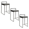 Fuji - Contemporary Stackable Counter Stool (Set of 3) - Black - Faux Leather