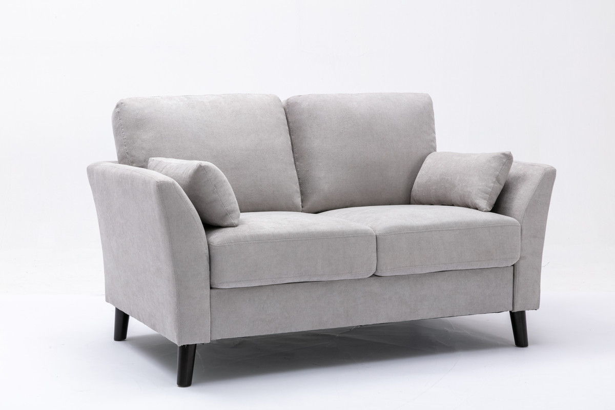 Damian - Woven Fabric Loveseat - Light Gray