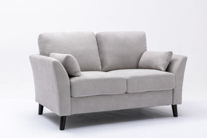 Damian - Woven Living Room Fabric Sofa, Loveseat (Set of 2) - Light Gray