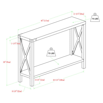 Modern Farmhouse X Entry Table With Lower Shelf - White Oak