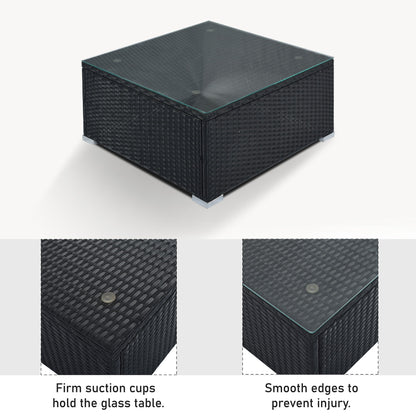 8 Pieces Outdoor Patio Furniture Sets, Garden Conversation Wicker Sofa Set, Single Sofa Combinable - Gray / Black