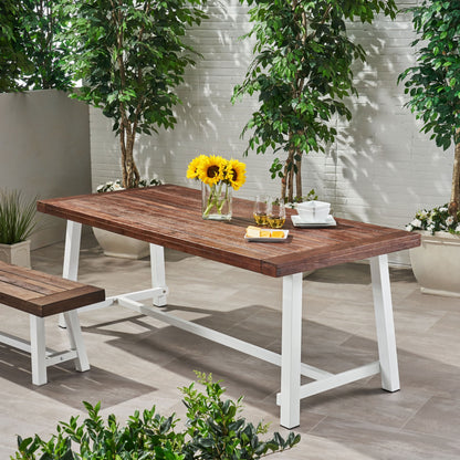 Equilibrium - Outdoor Dining Table With Slat Top - Dark Brown