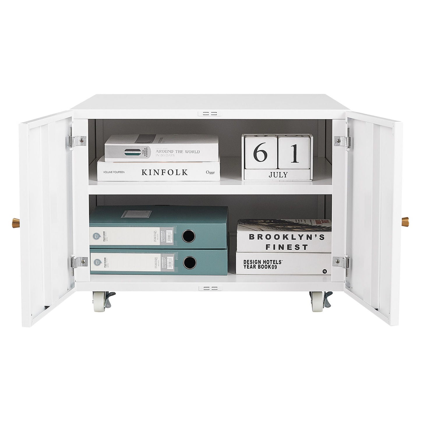 Office Furniture Copier Cabinet 2 Door Steel Copier Stand Mobile Pedestal File Printer Stand - White