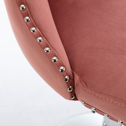 Swivel Velvet Barstools Adjusatble Seat Height From 25-33", Modern Upholstered Chrome Base Bar Stools With Backs Comfortable Tufted For Home Pub And Kitchen Island 1712Pk (Set of 2) - Pink