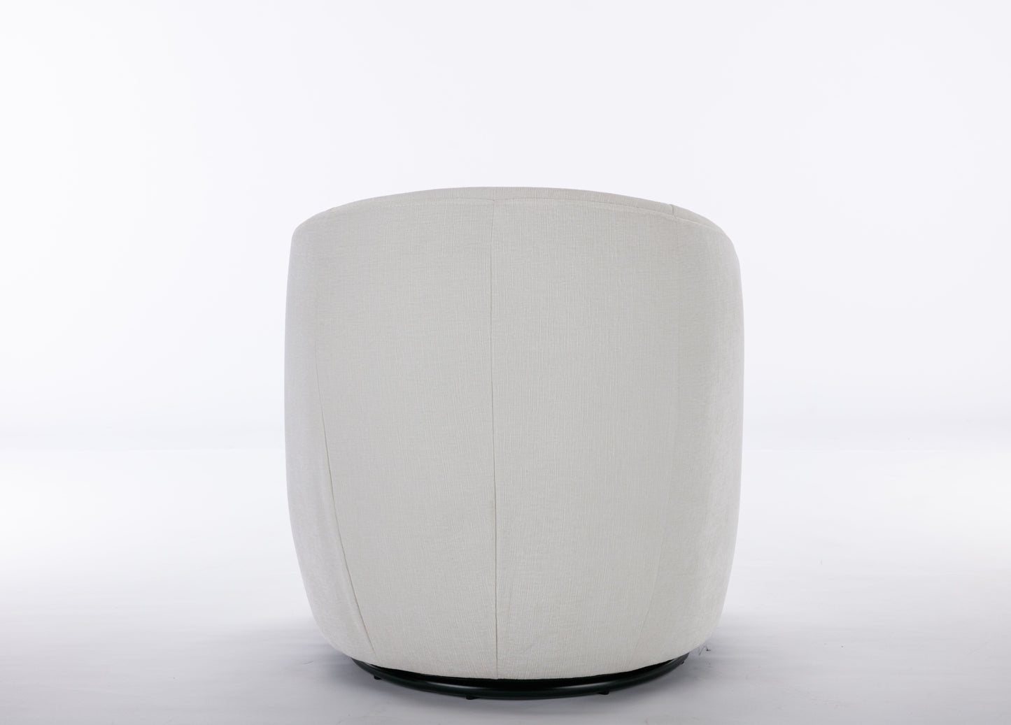 Chenille Fabric Swivel Accent Armchair Barrel Chair With Black Powder Coating Metal Ring - Ivory