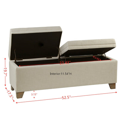 Soft Close Storage Bench Upholstered - Natural