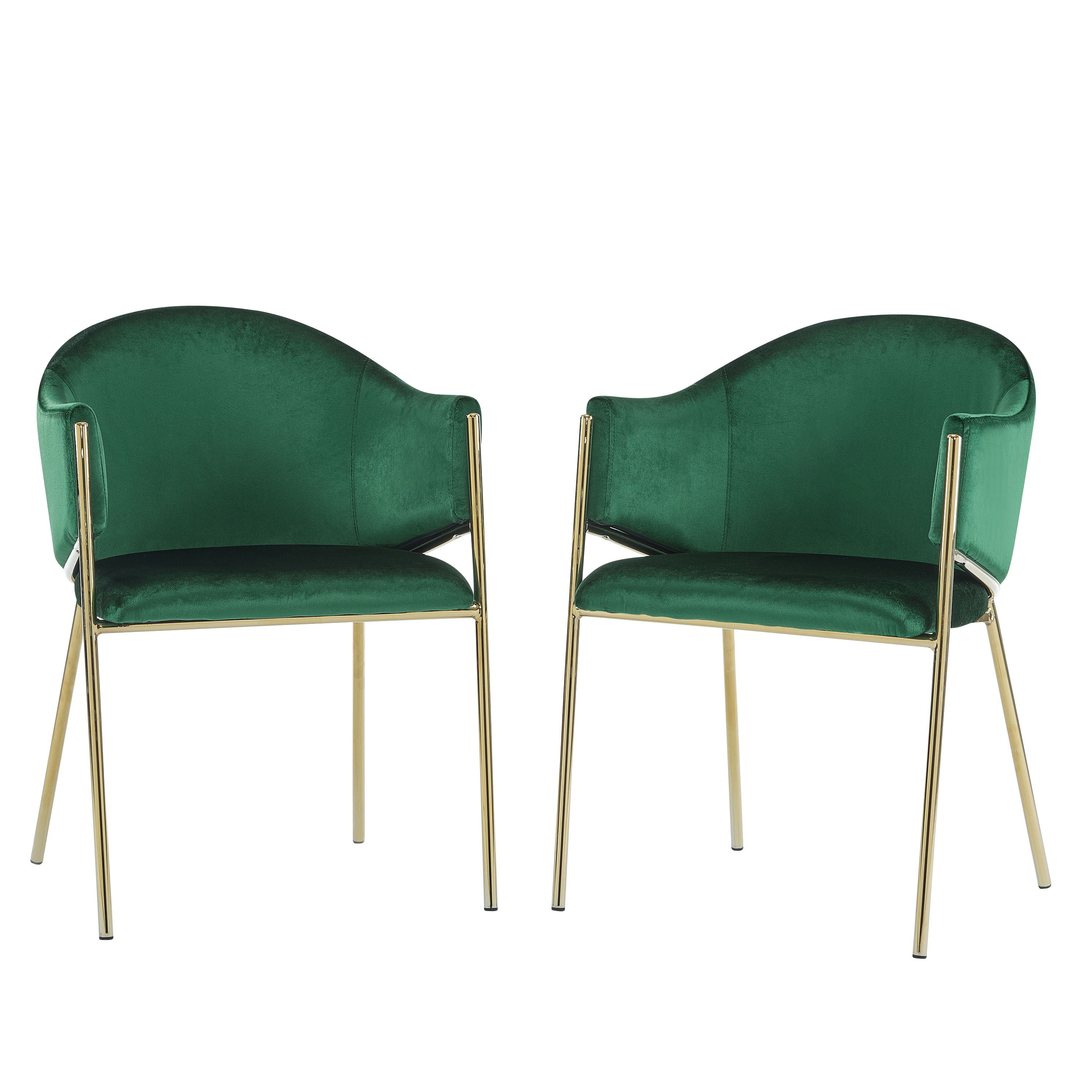 Modern Upholstered Dining Chair With Gold Metal Frame - Emerald / Gold