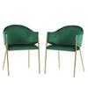 Modern Upholstered Dining Chair With Gold Metal Frame - Emerald / Gold