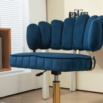 Modern Home Office Desk Chair With Adjustable Height And Swivel Wheels - Navy