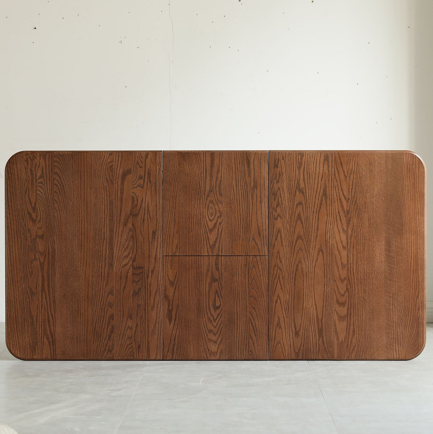 Round Corner Diagonal Leg Telescopic Table, For 6 - 8 People To Meet Dining Table - Walnut