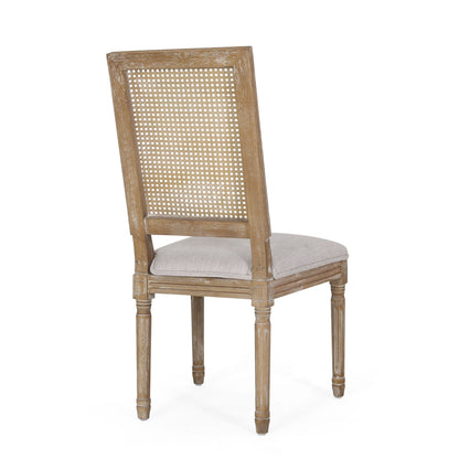 French Country Dining Chair (Set of 2) With Upholstered Seats - Light Gray