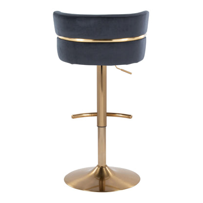 Cinch - Glam / Art Deco Adjustable Barstool With Swivel With Rounded T Footrest (Set of 2) - Gold / Black