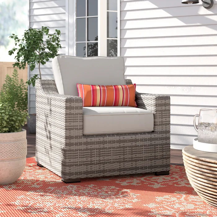 Patio Chair With Cushions Durable Construction - Gray Mix