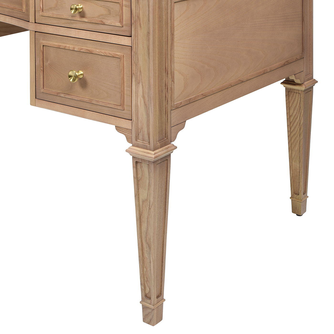 Dauphin - Gold Accent 5 Drawer Executive Desk - Natural Brown