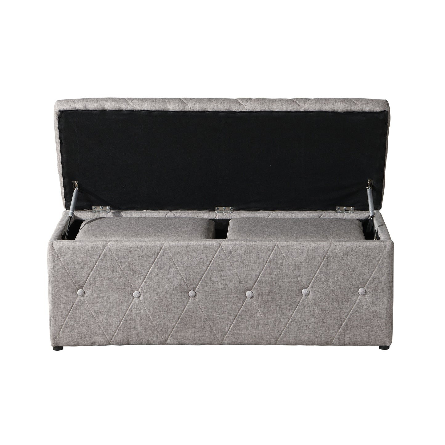Rectangular Storage Ottoman Linen With 2 Set Ottomans - Beige