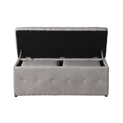 Rectangular Storage Ottoman Linen With 2 Set Ottomans - Beige