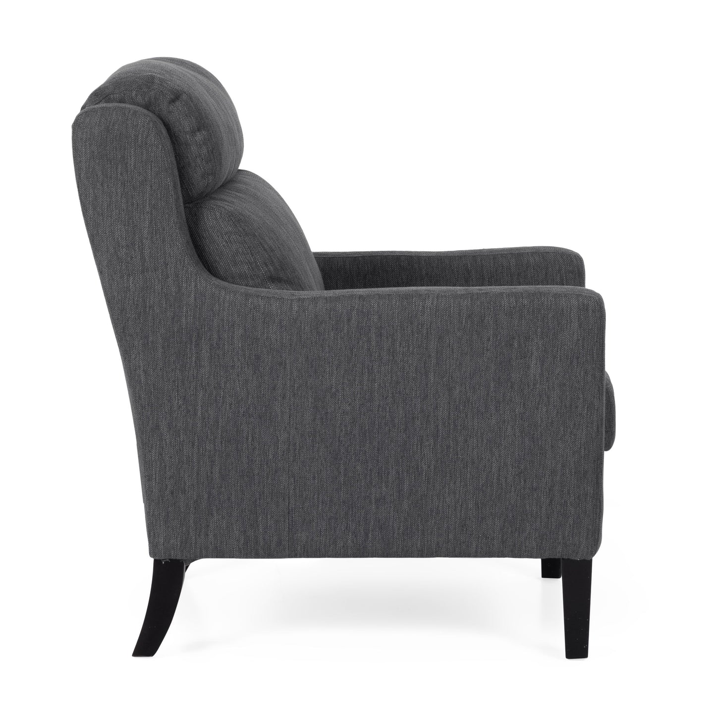 Contemporary Club Chair With Upholstered Fabric And Rubberwood Legs - Charcoal