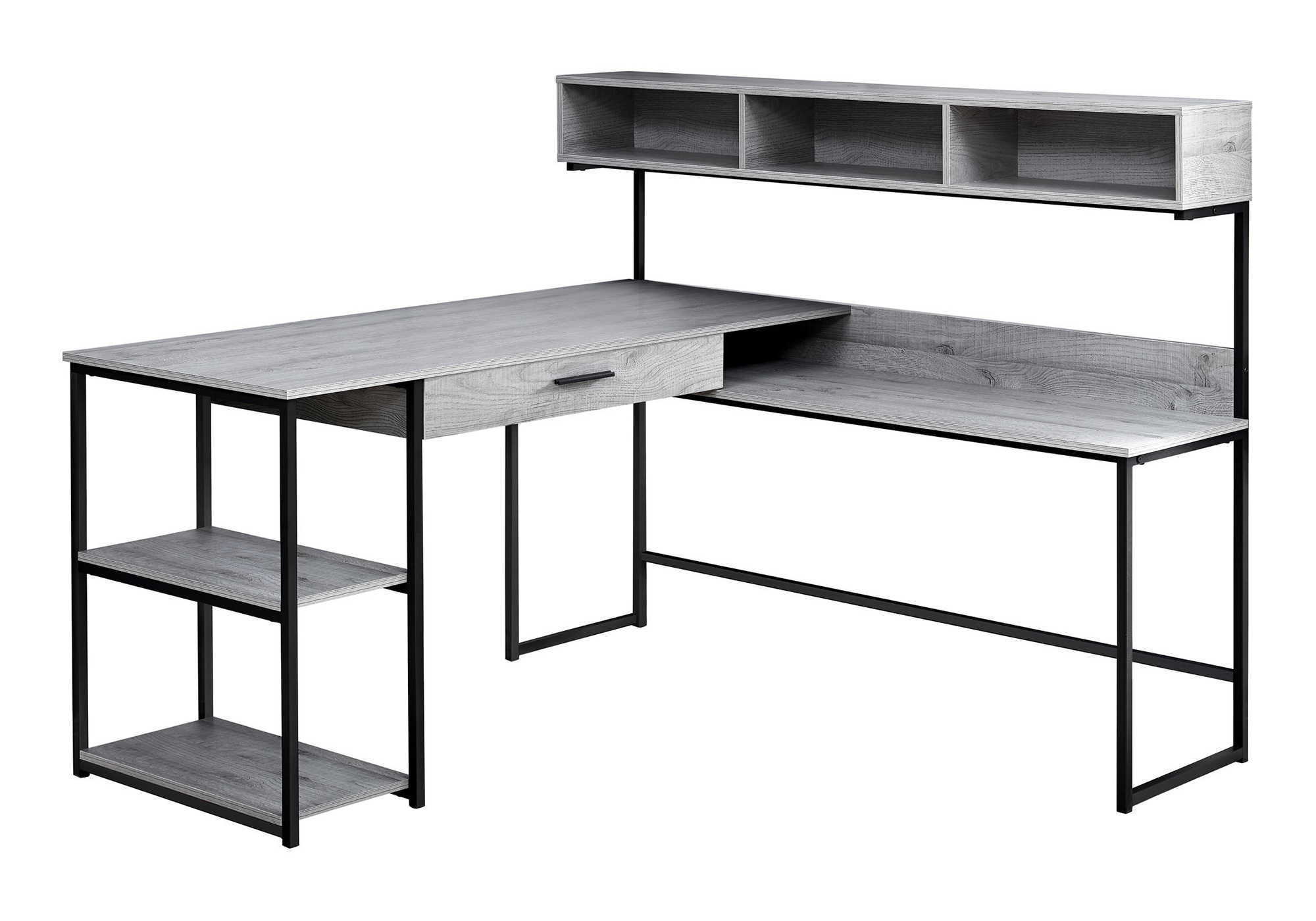 Computer Desk, Home Office Corner, Storage Drawers, L Shape, Laptop, Contemporary & Modern - Gray