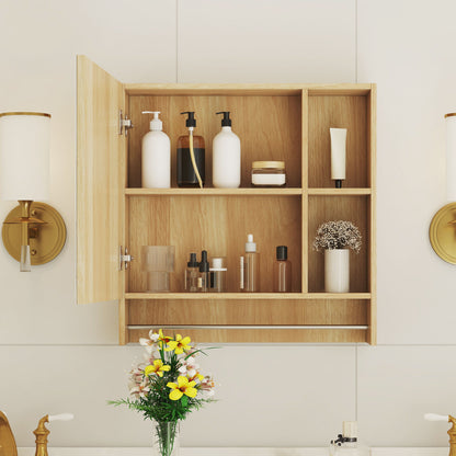 Bathroom Mirror Cabinet Wall Mounted, Medicine Cabinet, Over The Toilet Storage Cabinet With Shelves And Towel Rack - Burly Wood