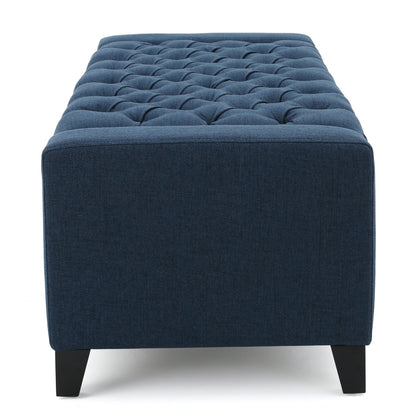 Guernsey - Ottoman Fabric Storage With Tufted Top - Navy Blue