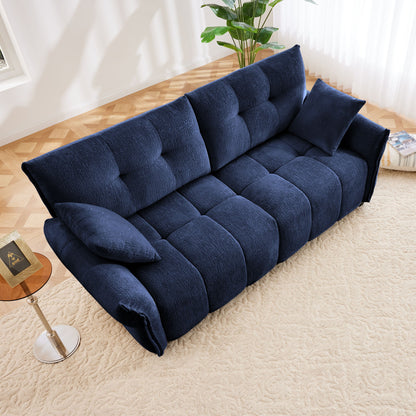 Modern Premium 2 Seater Sofa Ergonomic Design With High Resilience Foam Cushions - Blue