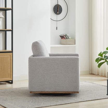 Modern Square Upholstered Swivel Accent Chair Chenille For Living Room Or Bedroom - Light Gray