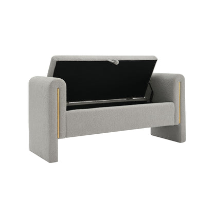Modern Teddy Bed End Bench With Arms And Storage, Upholstered Large Foot Rest Stool, Comfy Window Vanity Bench For Living Room, Dorm, Coffee Table, Teddy - Gray