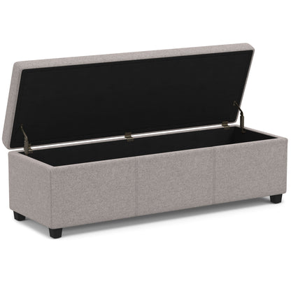 Avalon - Extra Large Storage Ottoman Bench - Cloud Gray