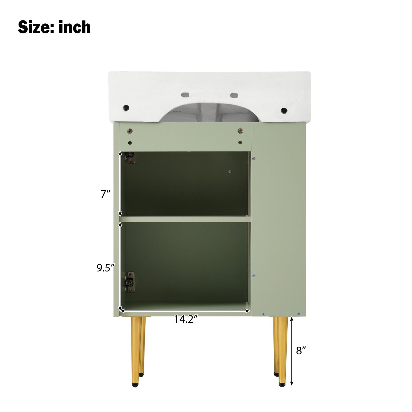 Bathroom Vanity, Combo Cabinet, Bathroom Storage Cabinet, Single Ceramic Sink, Left Side Storage - Green