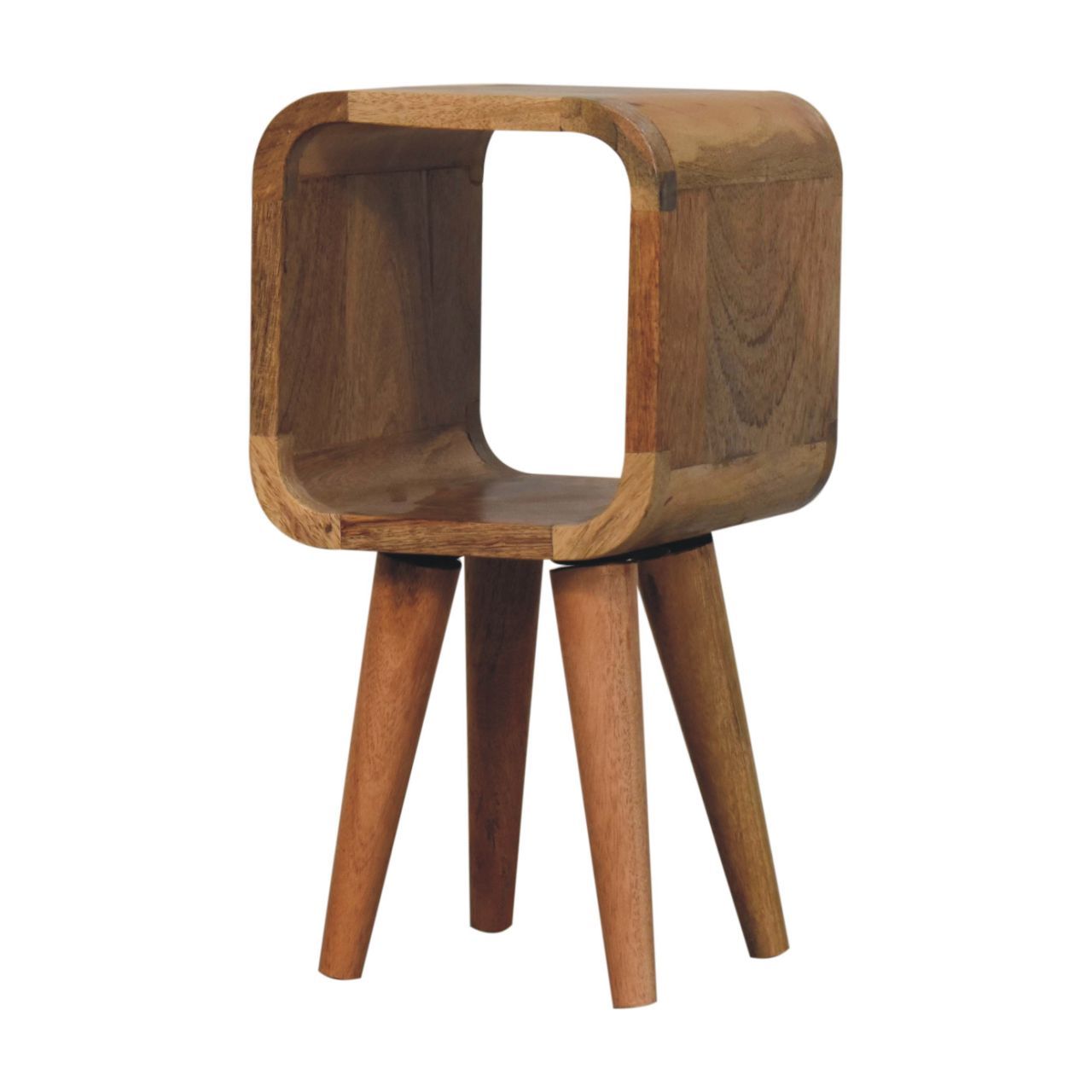 Extra Mini Minimalist Open Curved Bedside Table - Oak