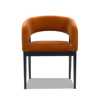 Mirah - Modern Open Barrel Dining Chair - Burnt Orange