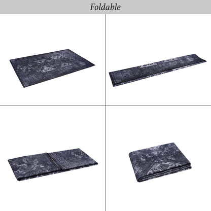 Maval - 9' X 12' Washable Area Rug - Black / Gray