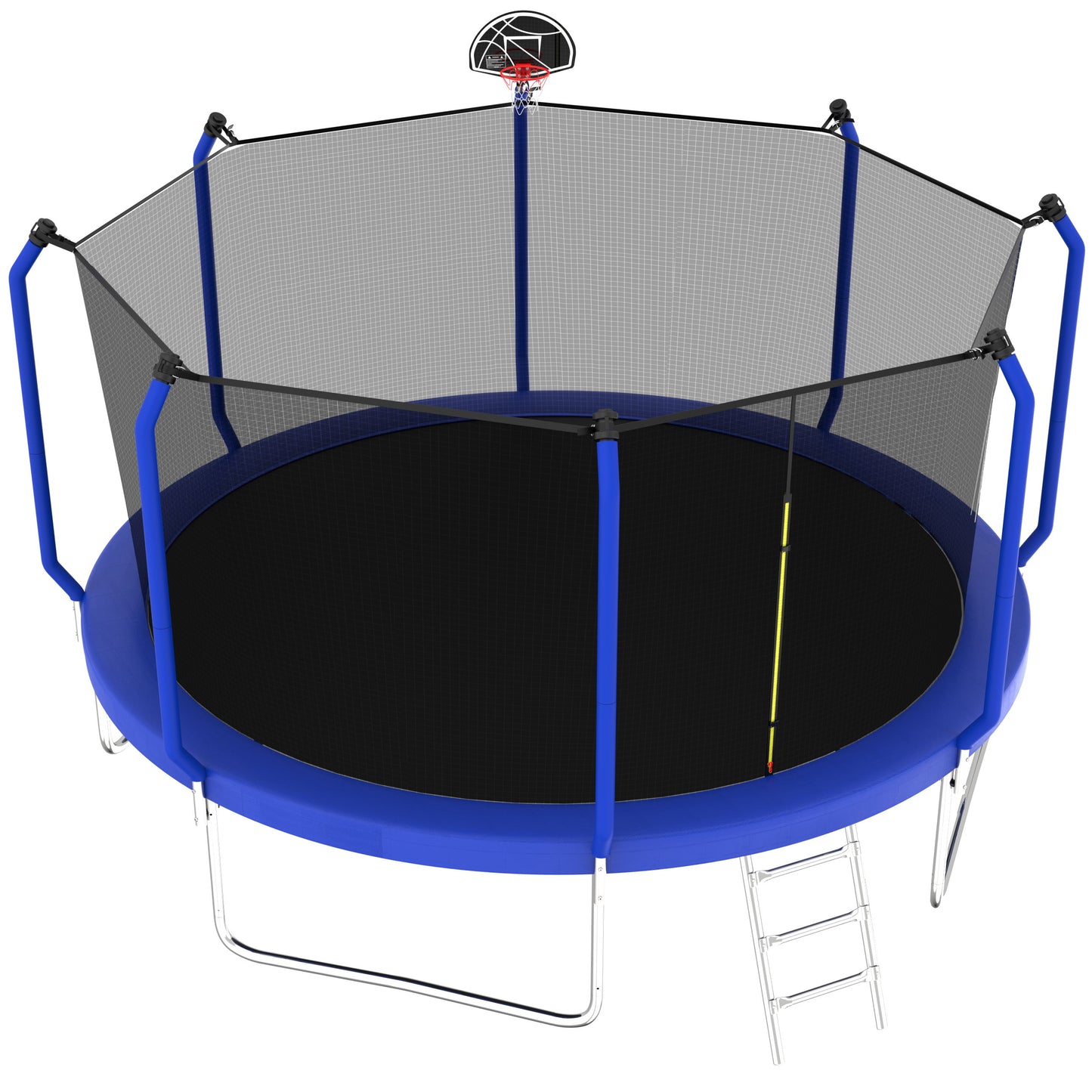168.11" Trampoline With Basketball Hoop, Astm Approved Reinforced Type Outdoor Trampoline With Enclosure Net - Blue