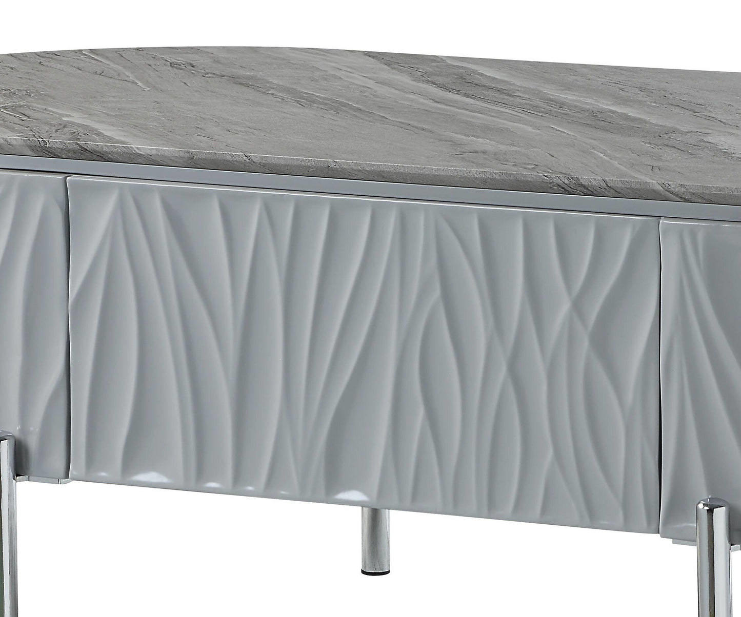 Yukino - High Gloss Coffee Table - Chrome / Gray