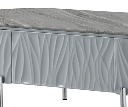 Yukino - High Gloss Coffee Table - Chrome / Gray