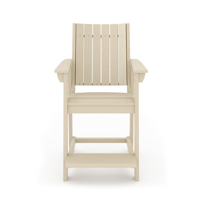 Modern Counter Chair Sleek HDPE Poly Lumber For Dining, Patio, And Garden Comfort - Beige