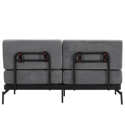 Modern Loveseat Sofa 59" Sofa Couch 2 Seater With USB Ports, Unique Cylindrical Armrests - Gray
