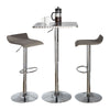 Ale - 3 Piece Bar Set Bistro Square Contemporary Adjustable Oval Footrest - Silver / Chrome / Gray