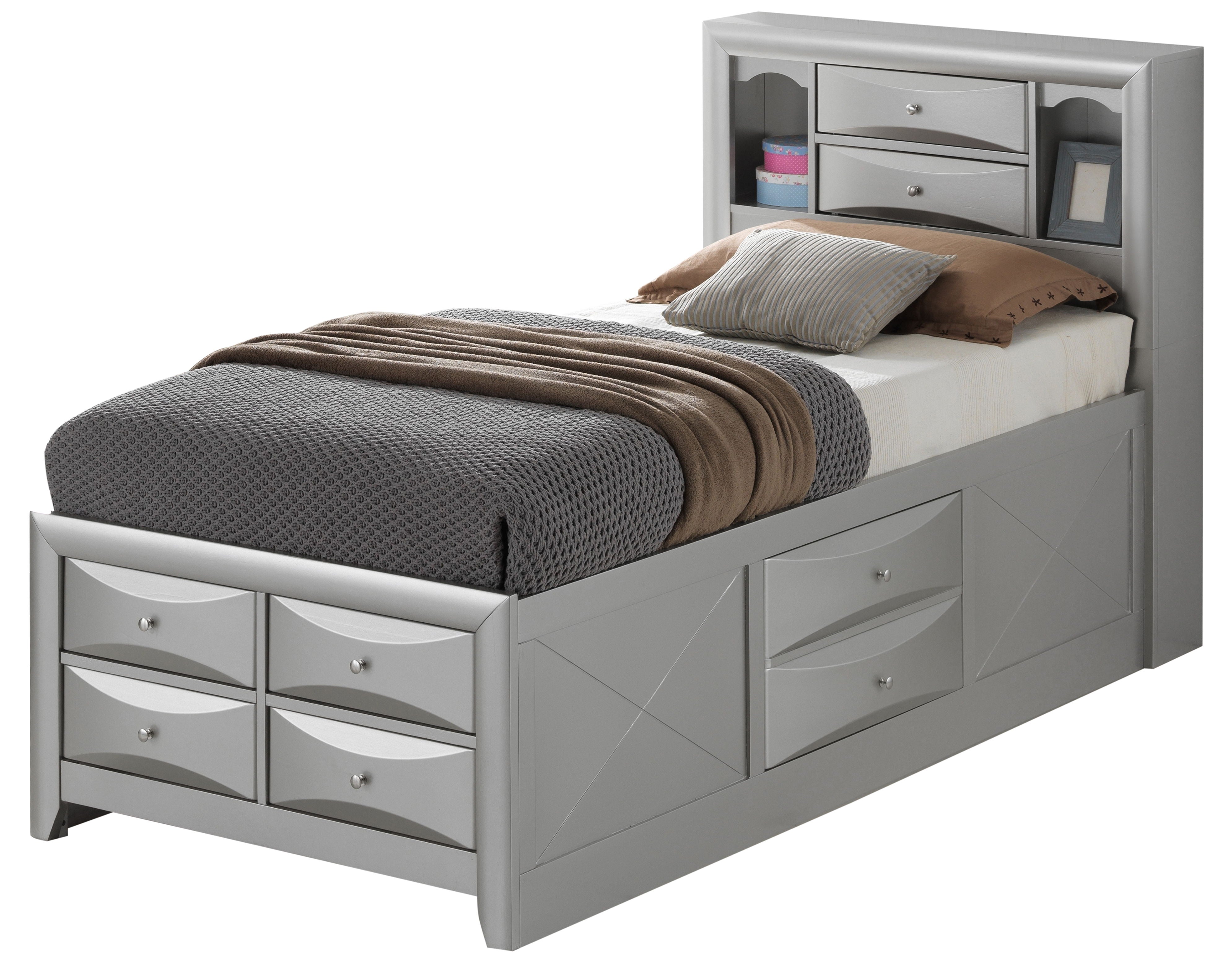 Marilla - Twin Storage Bed - Silver Champagne