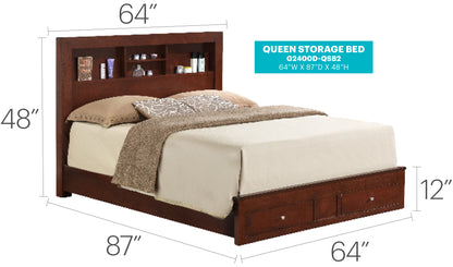 King Storage Bed - Cherry